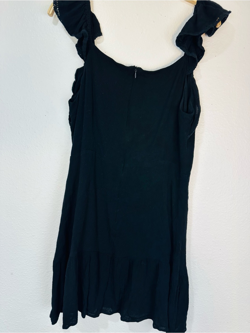 Black Ruffle Mini Dress with Button-Front - Picture 3 of 7